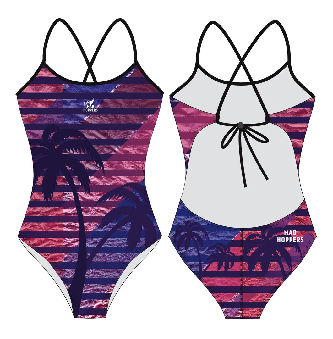 Caribbean Palm 80's | Stripes | Swimsuit - Mad Hoppers